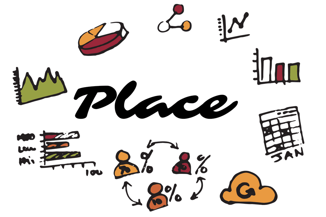 Creative Transparent Digital Illustration with Business Symbols