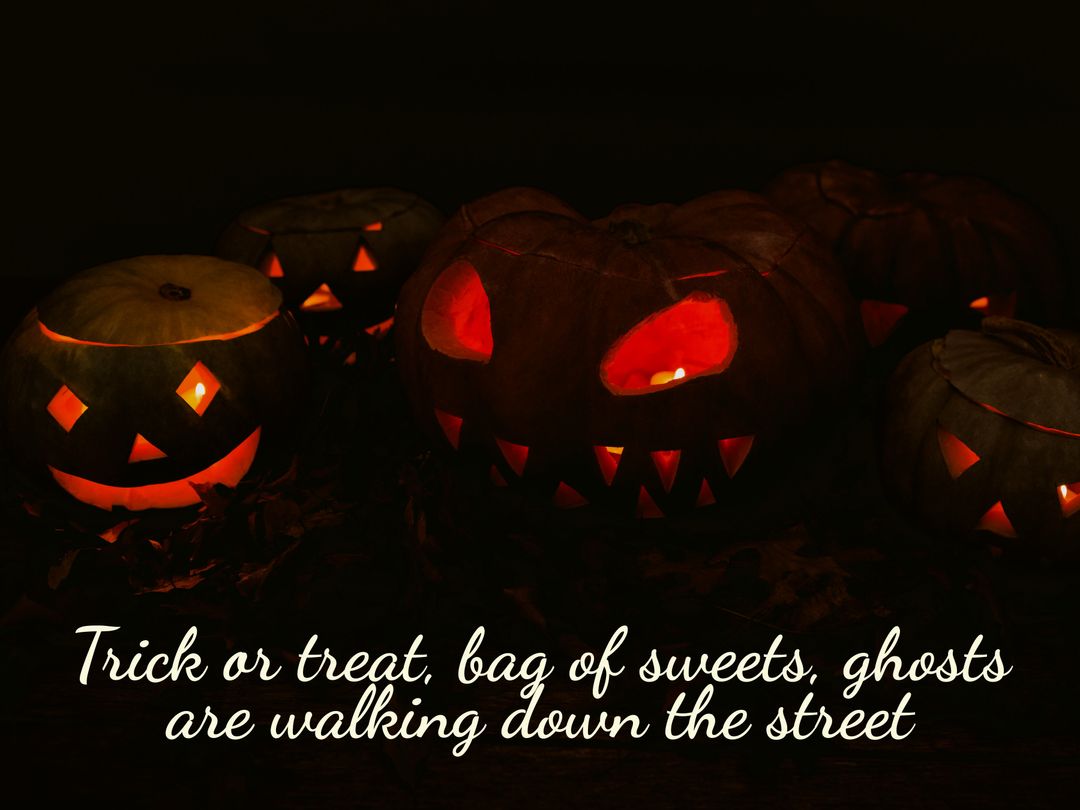 Spooky Glowing Jack-o'-Lanterns Celebrating Halloween Night - Download Free Stock Templates Pikwizard.com