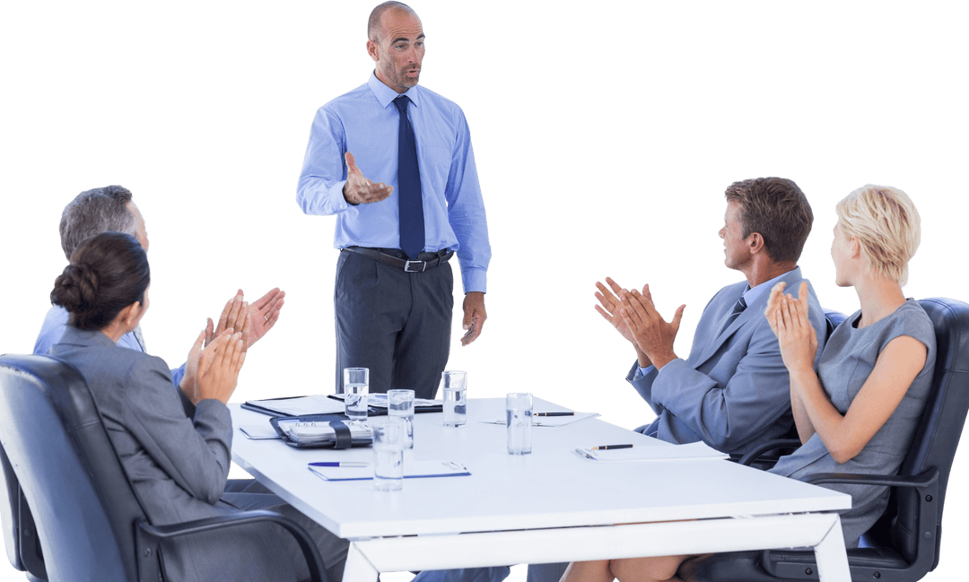 Transparent Business Meeting Applause for Team Discussion