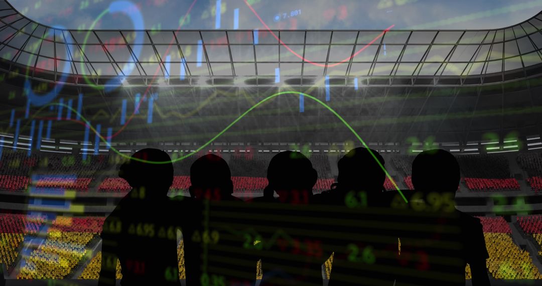 Cheering Fans with Statistical Overlay in Modern Sports Arena