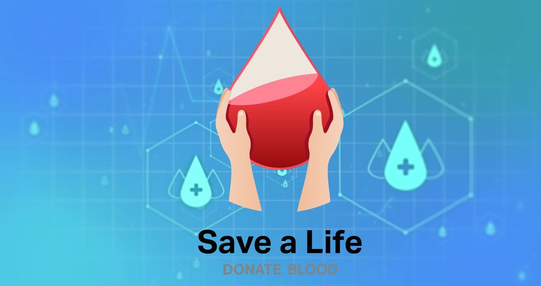 Donate Blood Concept with Hands Holding a Blood Drop and Medical Icons - Free Images, Stock Photos and Pictures on Pikwizard.com