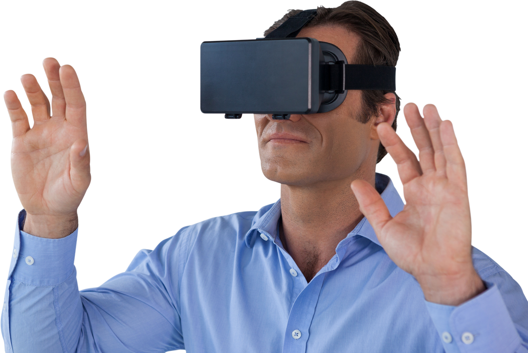 Businessman Using Transparent VR Glasses Experiencing Virtual Reality - Download Free Stock Images Pikwizard.com