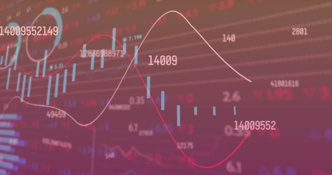 Digital Stock Market Data with Graphs and Numbers in Hologram Style