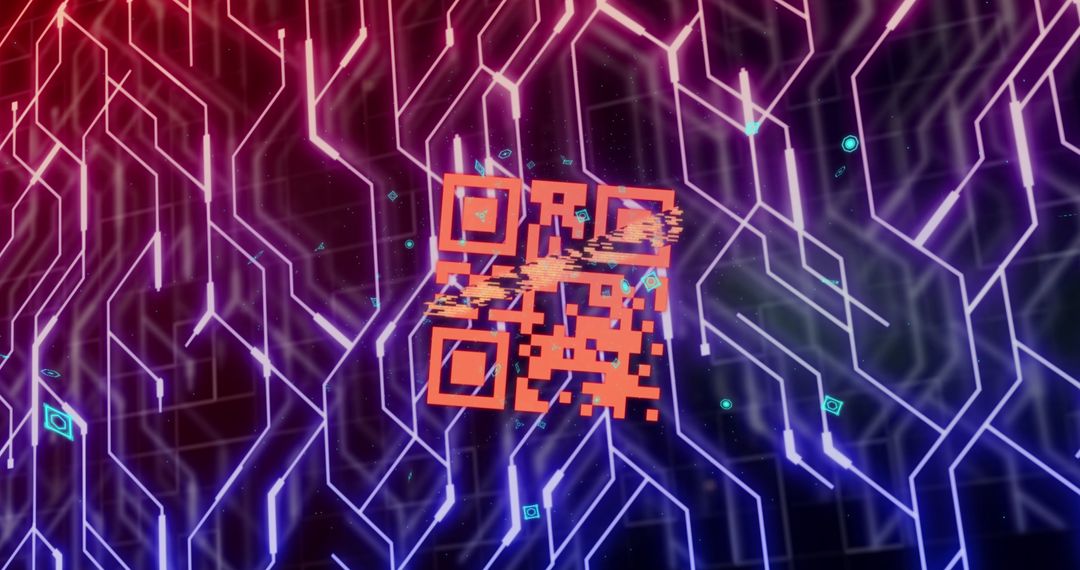 Futuristic QR Code with Neon Geometric Design