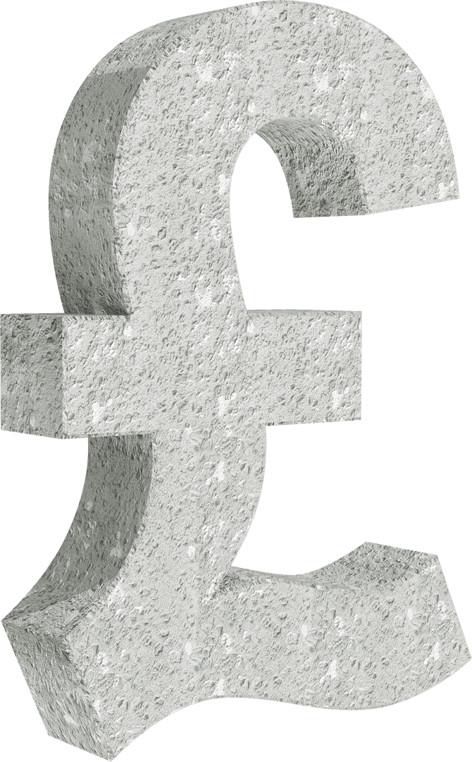 Transparent Pound Symbol Concrete Texture Sign of Stability