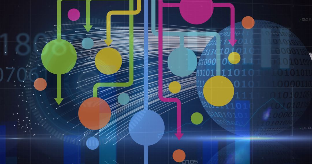 Colorful Abstract Data Flow on Futuristic Digital Background