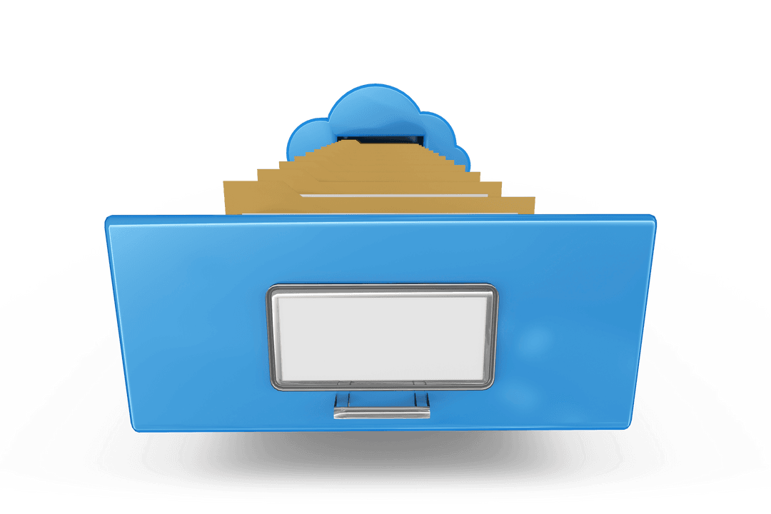 Blue Filing Drawer with Cloud Shape Files Transparent Background - Download Free Stock Images Pikwizard.com