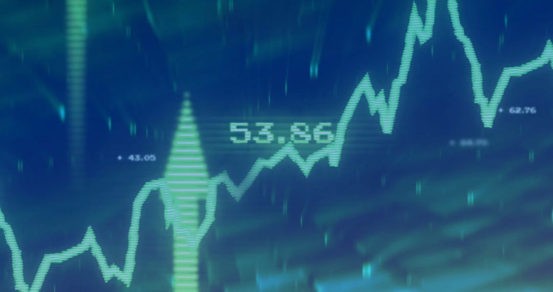 Financial Data Graph Displaying Upward Trend on Blue Abstract Background