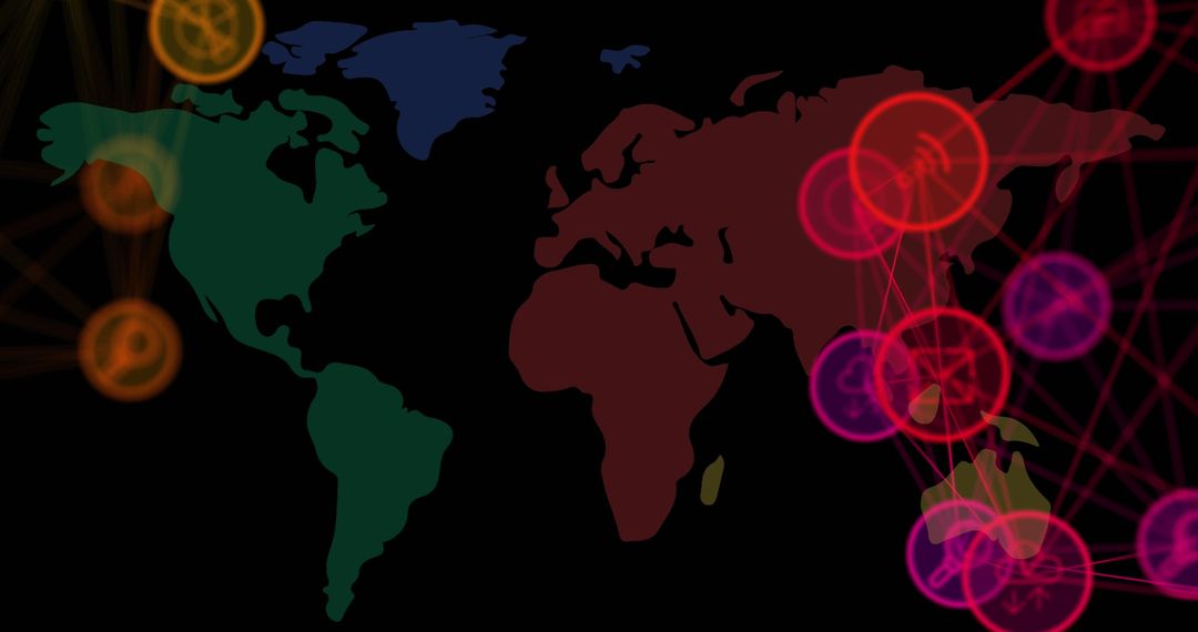 Global Connections and Digital Network on World Map