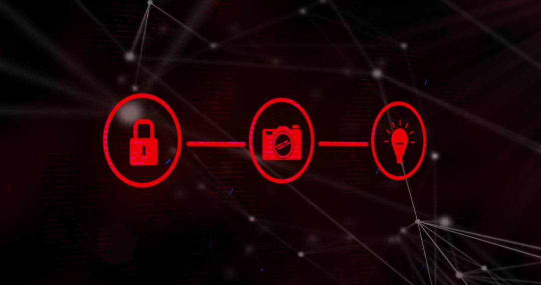 Digital Network Connections with Security, Camera, and Idea Icons