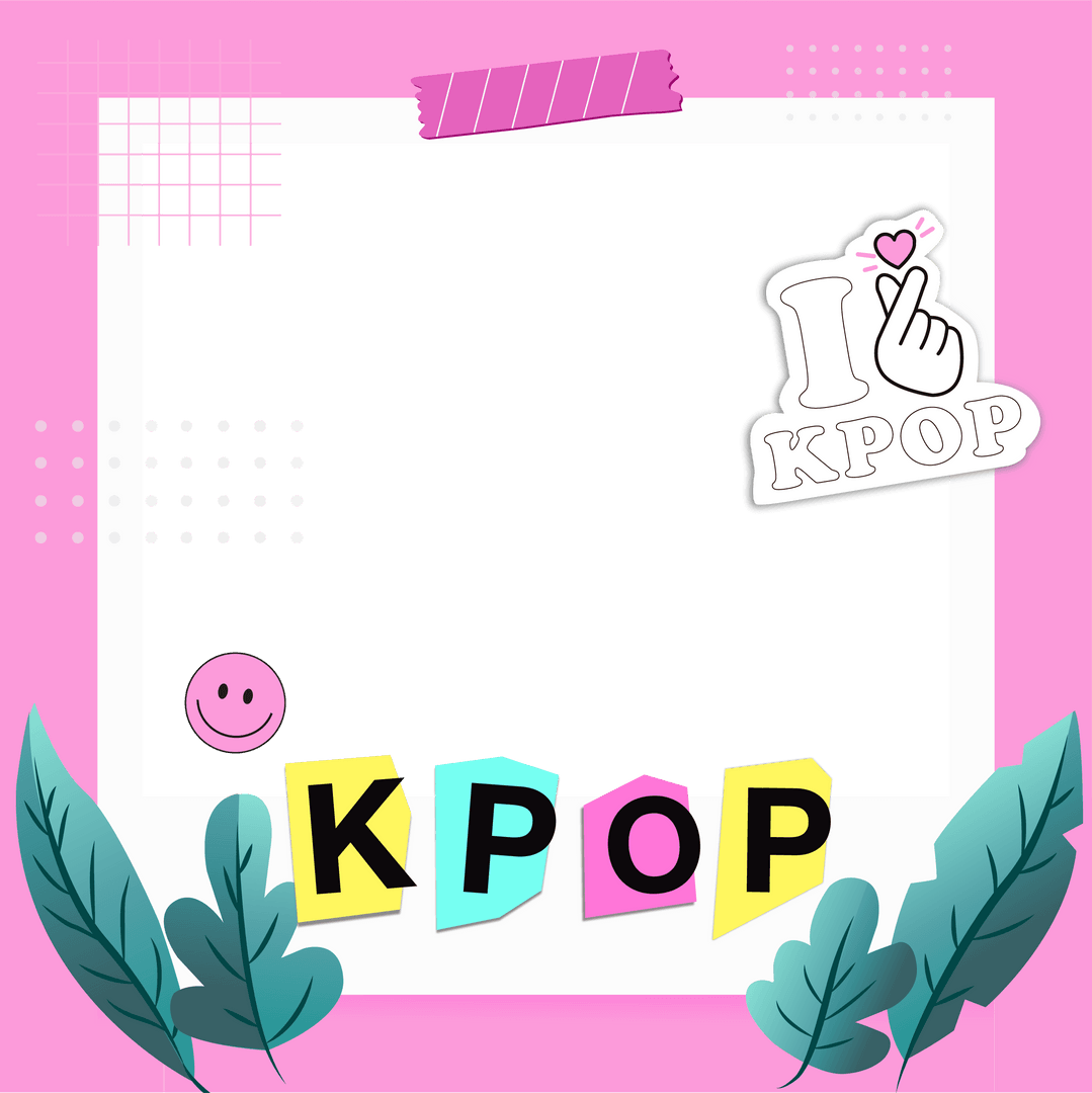 Transparent Frame with KPOP Decals and Vibrant Elements