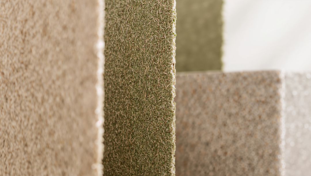 Olive Green Textured Panel with Beige Foam Blocks Minimalist Macro Background Studio Still Life
