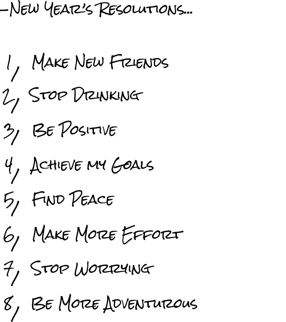 New Year's Resolutions List Illustration on Transparent Background