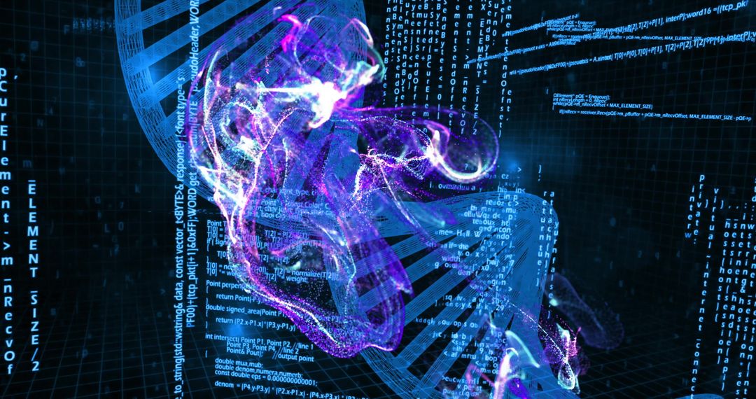 Neon Abstract Jellyfish in Digital Data Grid Design