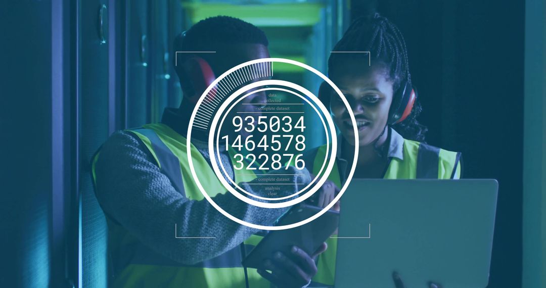 IT Specialists Operating in Digital Data Center with Holographic Display