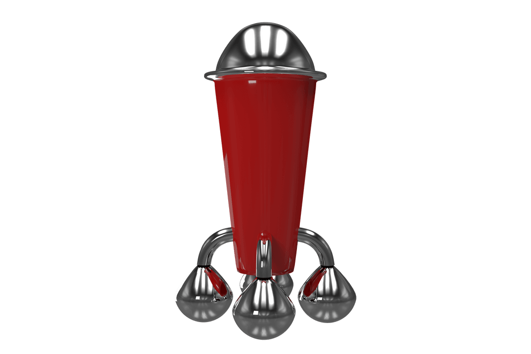 Futuristic Red Abstract Shape on Transparent Background