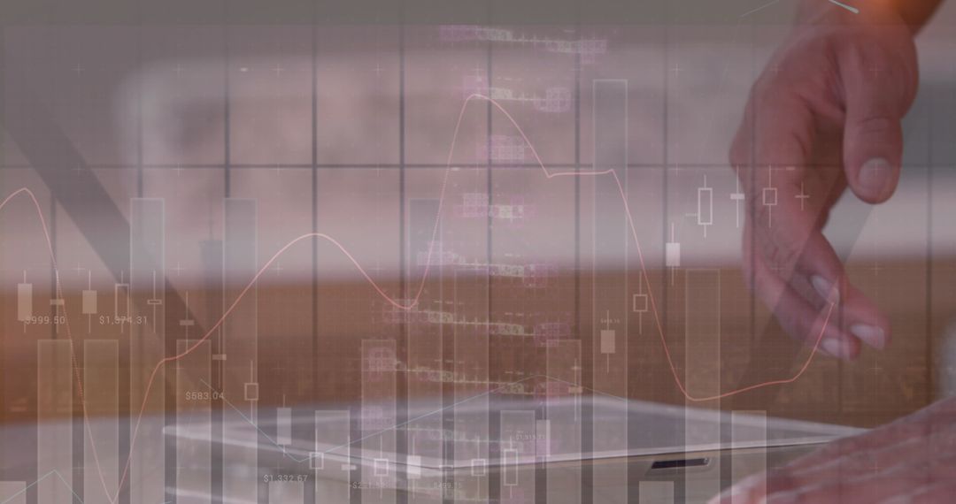 Businessman Analyzing Financial Data on Tablet with Digital Analytics