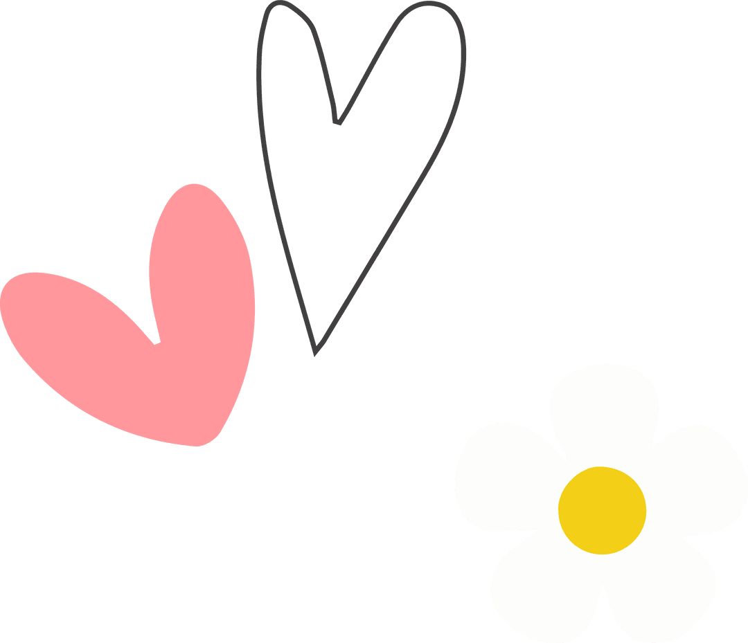 Minimalist Transparent Vector of Hearts and Flower for Designs