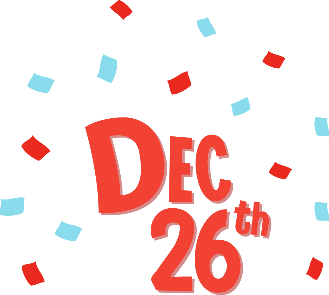 December 26th Date with Confetti for Festive Designs Transparent