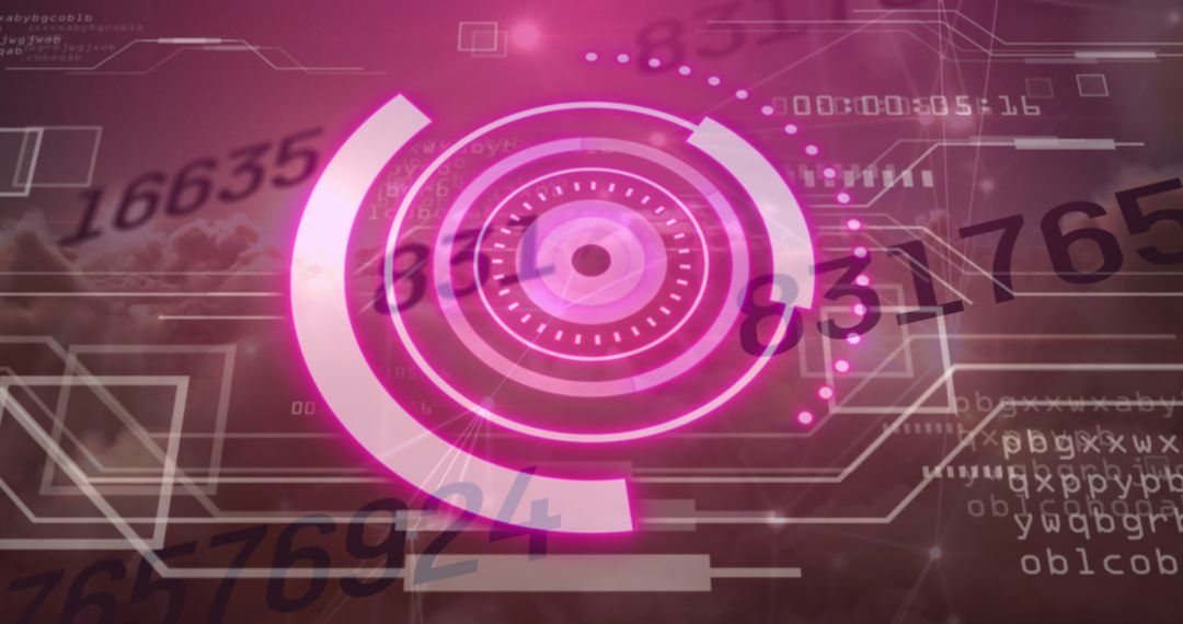 Futuristic Digital HUD Interface with Abstract Cloud Backdrop