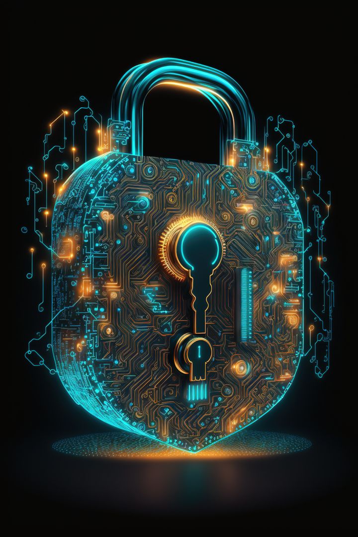 Digital Security Concept with Futuristic Padlock Design - Free Images, Stock Photos and Pictures on Pikwizard.com