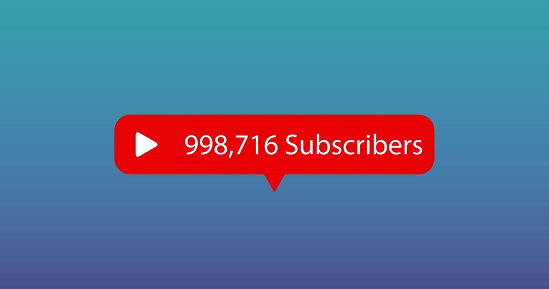 YouTube Subscriber Count in Red Speech Bubble on Gradient Background