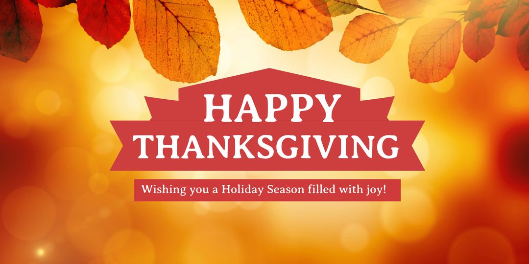 Festive Thanksgiving Greeting with Autumn Leaves and Warm Wishes