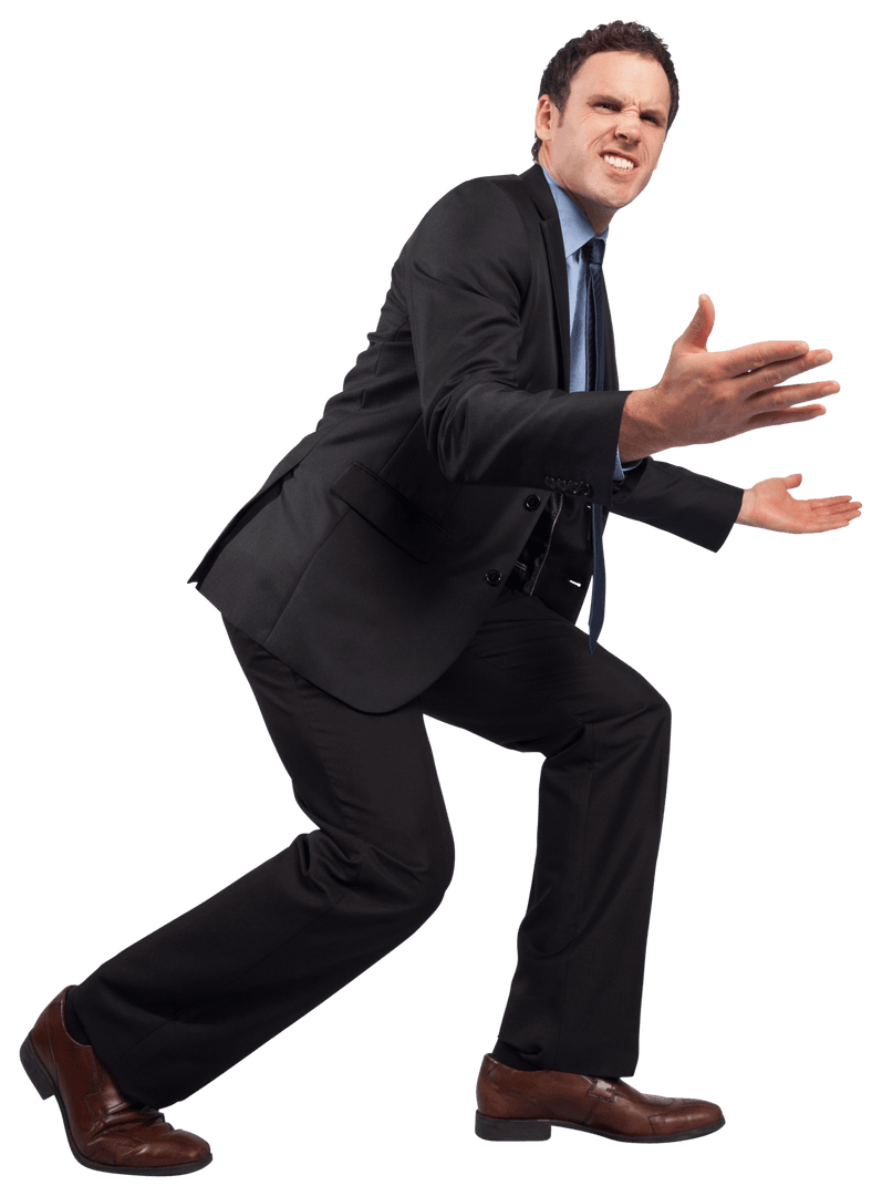 Motion Expressive Businessman Twisting Transparent Pose