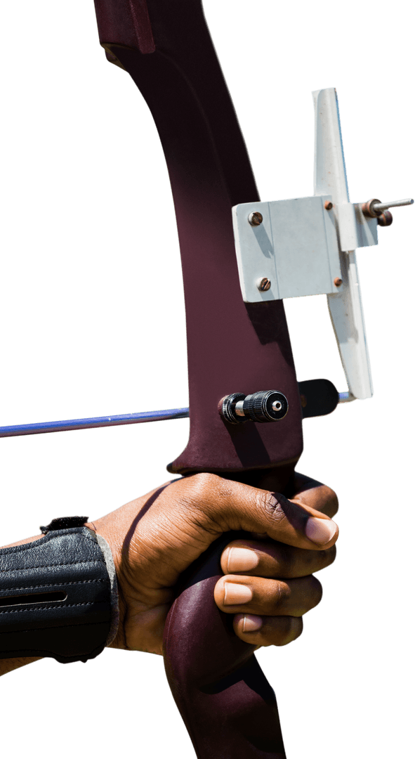 Archer's Hand Aiming Bow on Transparent Background