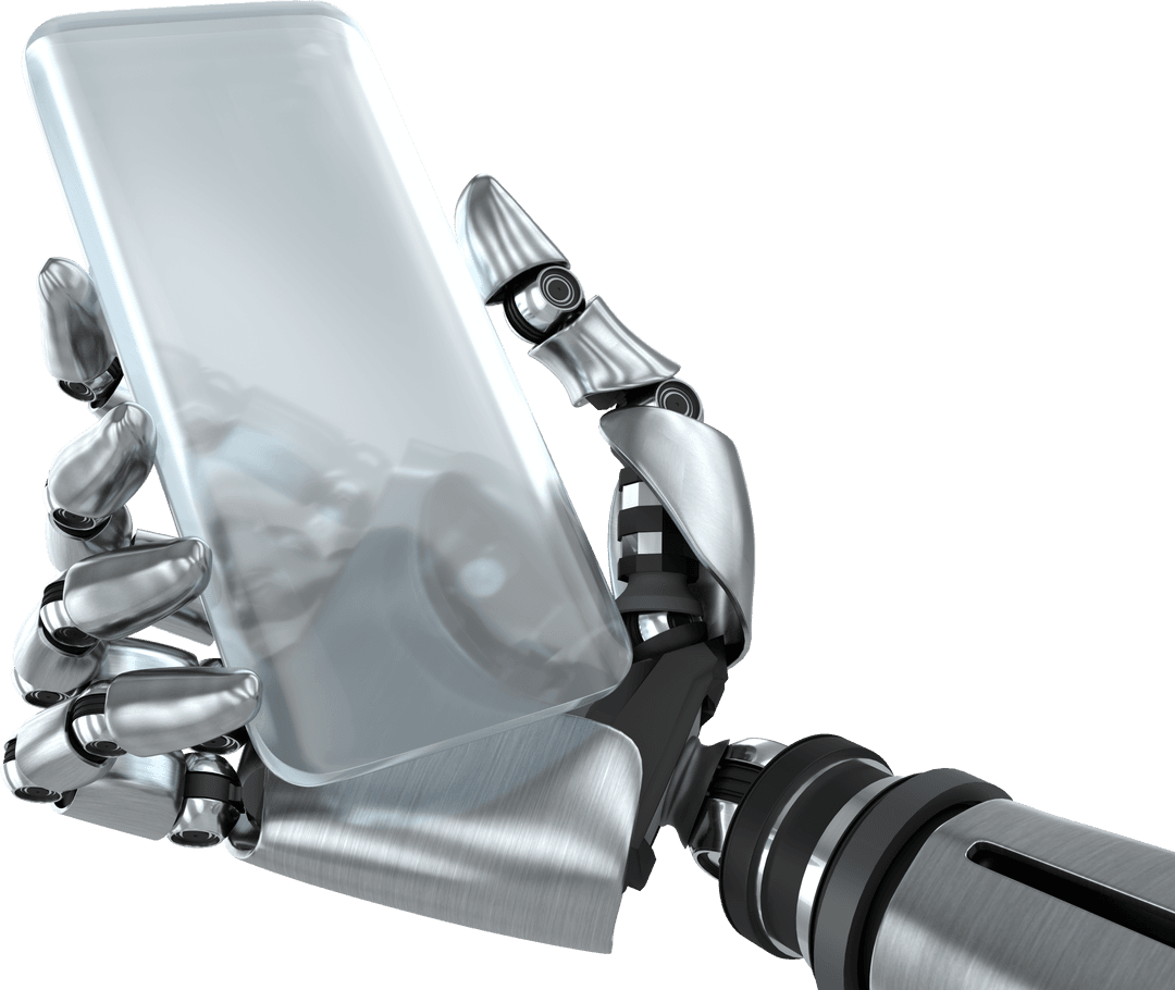 Transparent Robotic Hand Holding Glass Sheet Future Technology Concept