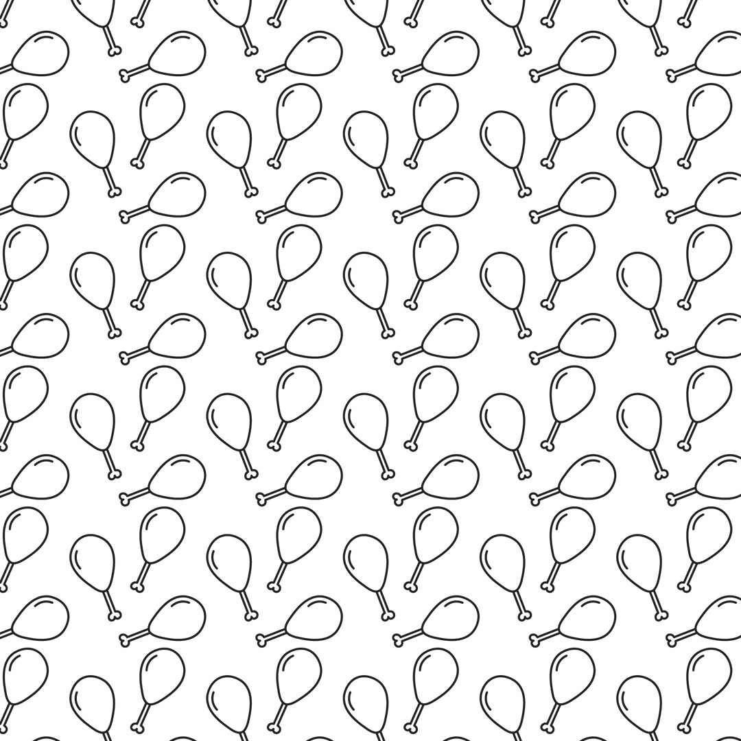 Black Chicken Leg Pattern Repeating on Transparent Background