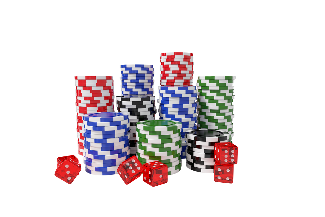 Transparent Stack of Colorful Casino Tokens with Red Dice - Download Free Stock Images Pikwizard.com