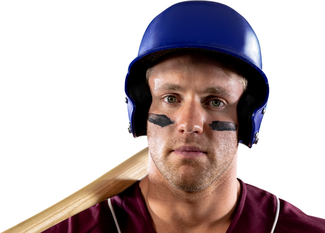 Transparent Portrait of Hitter with Baseball Bat, Blue Helmet, Sun Block - Download Free Stock Images Pikwizard.com