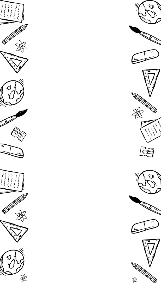 Transparent Border of Hand-Drawn School Supplies Vector