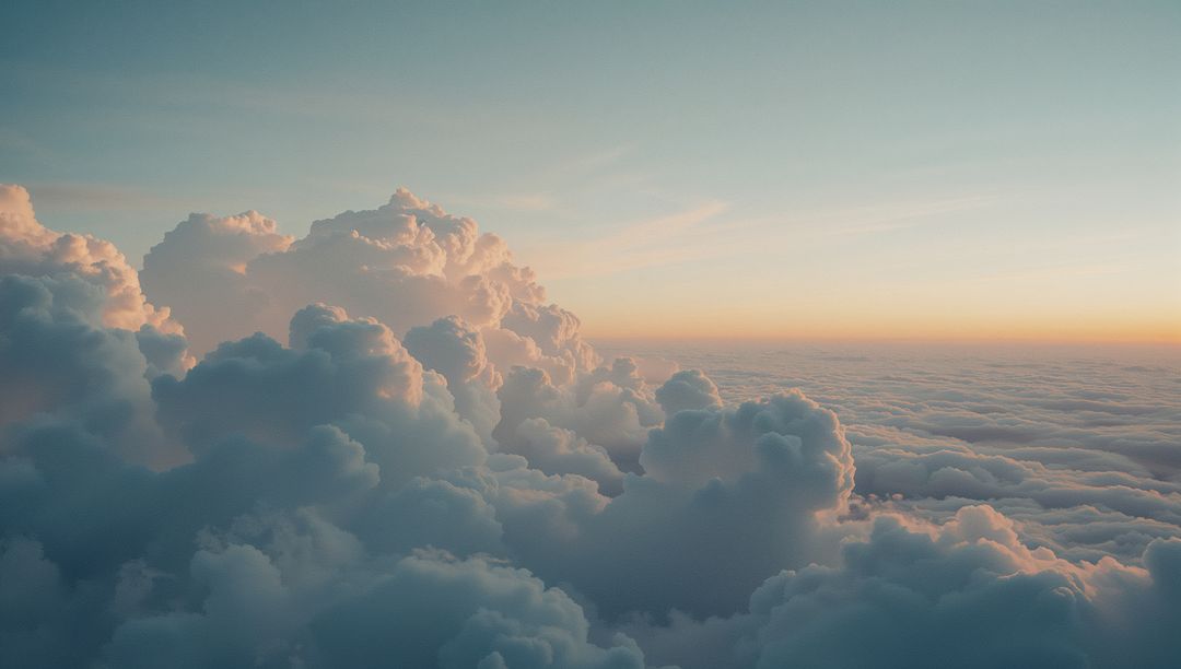 Serene Sunrise Over Cumulus Clouds with Soft Pastel Vibrance
