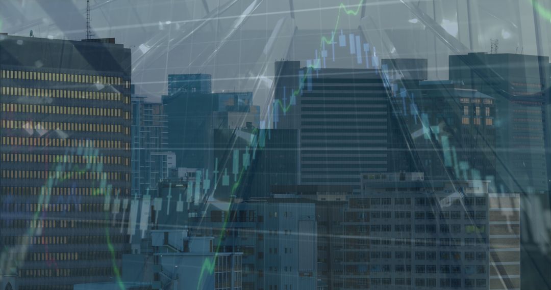 Financial Data Visualization with Urban Cityscape Background