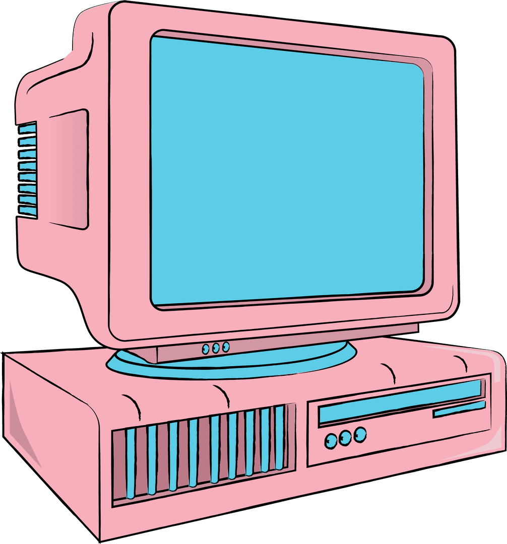 Retro Pink CRT Computer Technology Futuristic Design Transparent Background