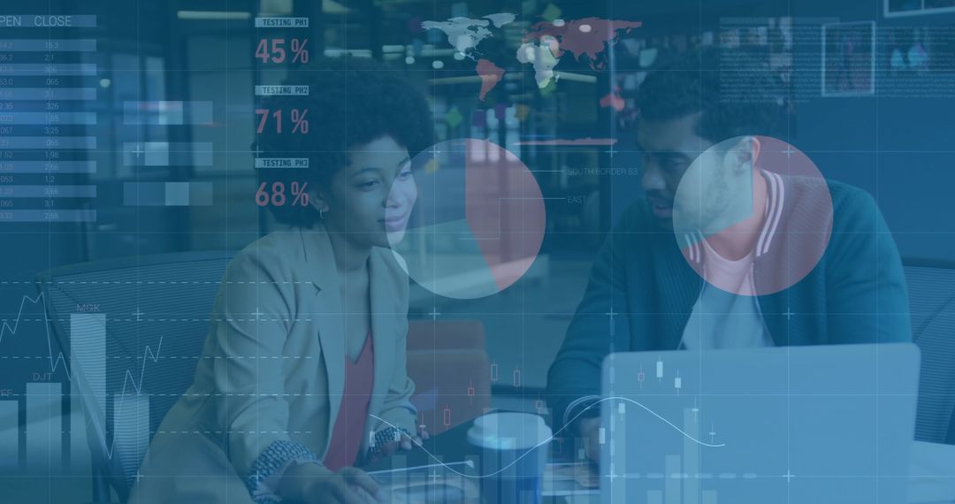 Diverse Business Team Analyzing Global Financial Data in Office