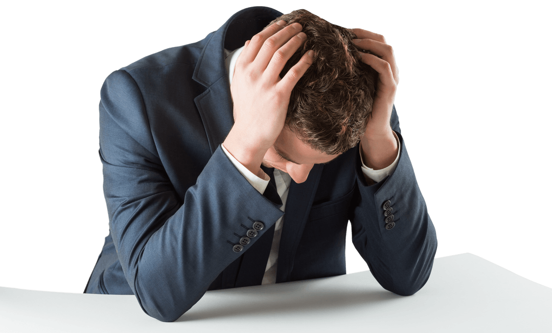 Transparent Image of Businessman Overwhelmed Stress Fully Identifiable Depressed