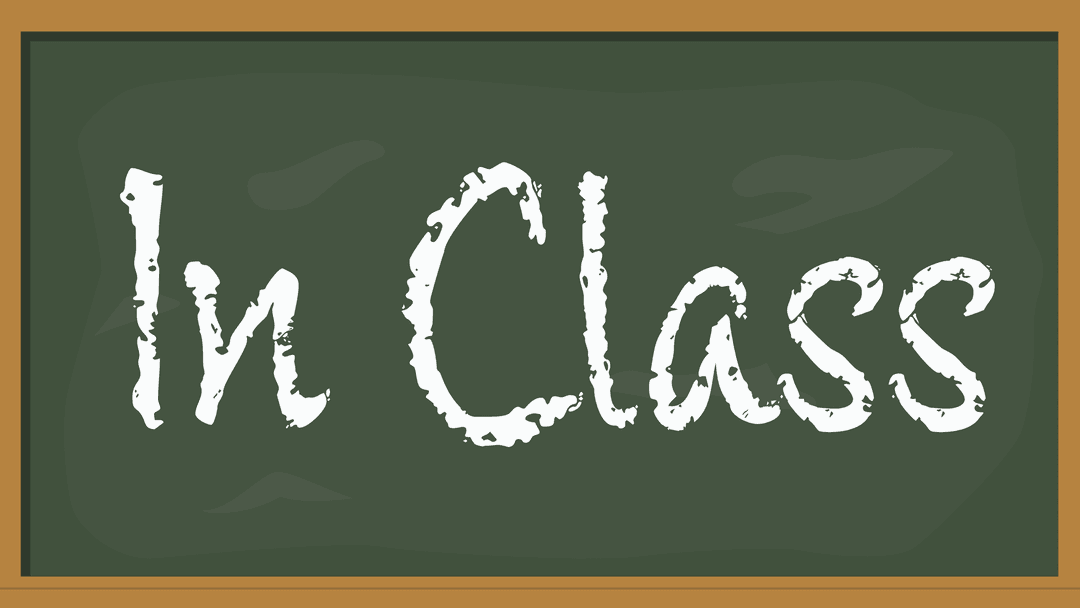 In Class Text Blackboard Digital Design on Transparent Background