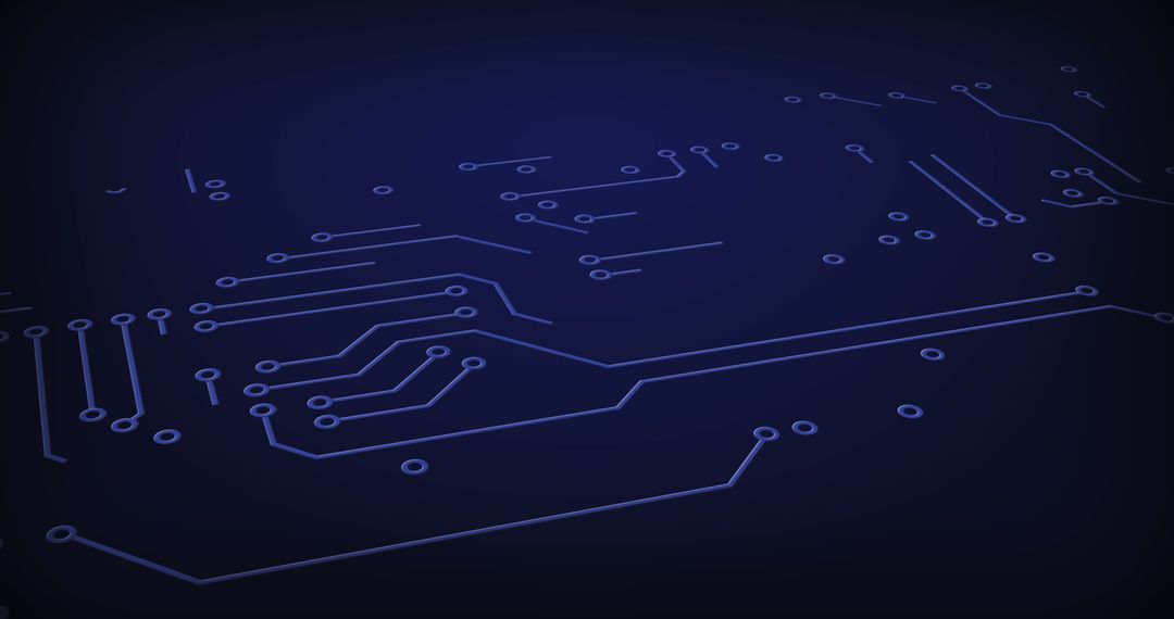 Glowing Circuit Lines on Dark Blue Background