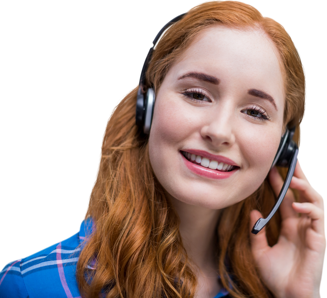 Transparent Portrait of Friendly Redhead Woman with Headset - Download Free Stock Images Pikwizard.com