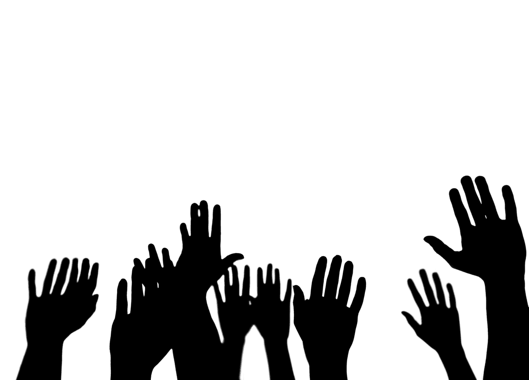 Silhouette of Open Hands on Transparent Background Cheering