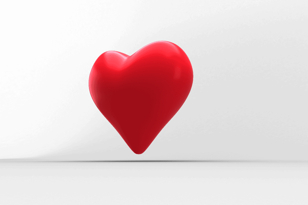 Romantic Red Heart on Transparent Background