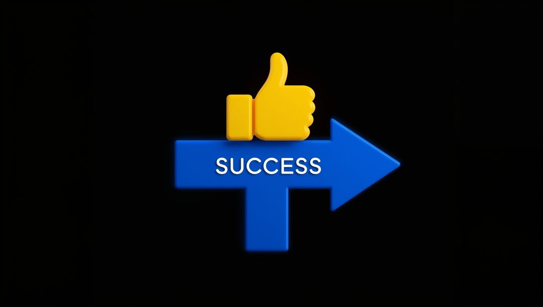 Thumbs-Up Directional Arrow Symbolizing Success Journey