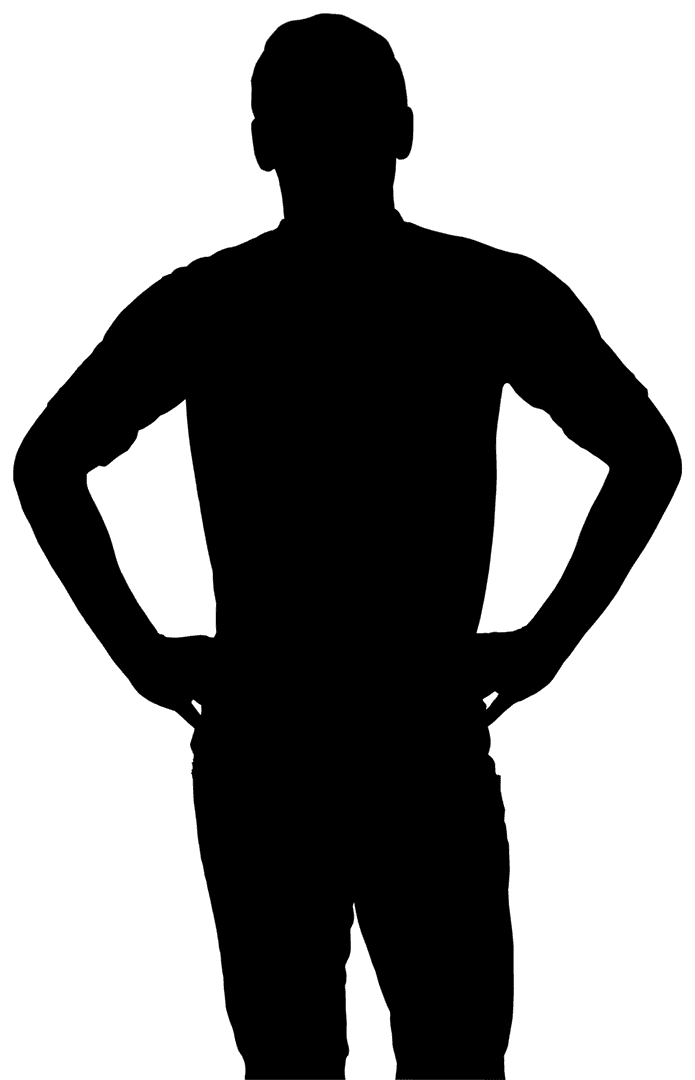 Transparent Silhouette Illustration of Standing Man on White Background