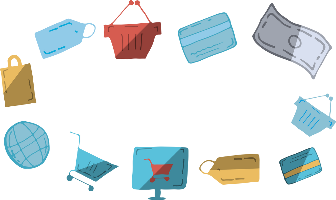 Vector Illustration of Shopping Symbols on Transparent Background - Download Free Stock Images Pikwizard.com