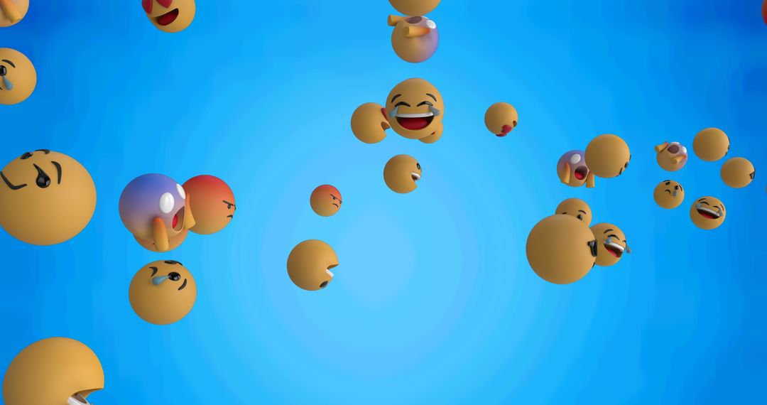 Floating Emojis in Vibrant Blue Sky Background - Free Images, Stock Photos and Pictures on Pikwizard.com