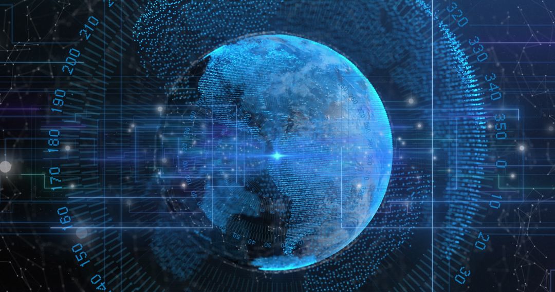 Futuristic Digital Globe with Holographic Elements and Connections