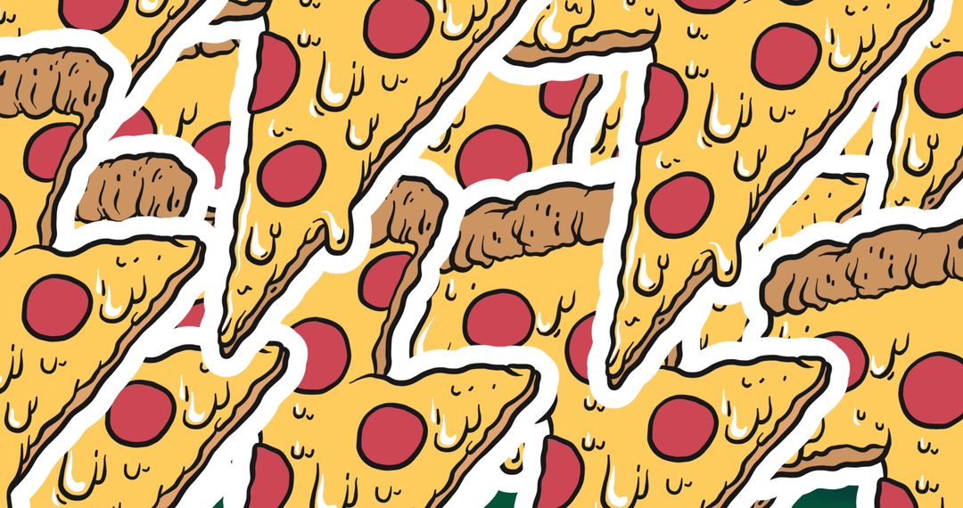 Colorful Dripping Pizza Slice Pattern Design